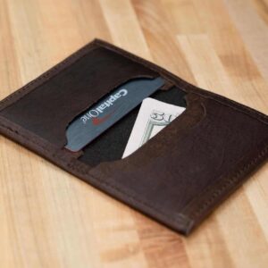 Leather Card Case - Brown Buffalo Leather - Made in USA