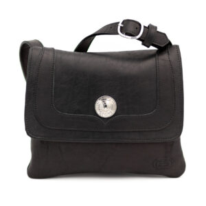 Black Leather Trim Style Purse - Silver Dollar - Made in USA