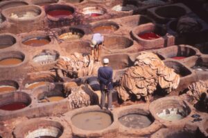 Leather dyeing pits